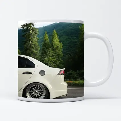 Mitsubishi Lancer White Car Mountain Forest