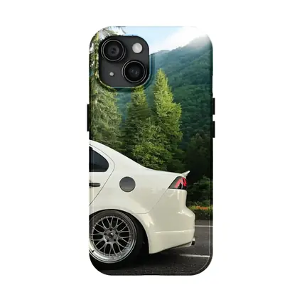 Mitsubishi Lancer White Car Mountain Forest