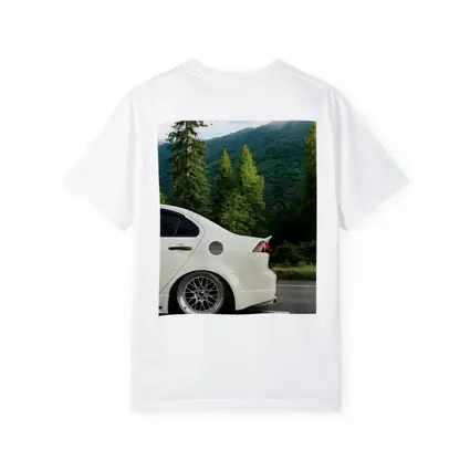 Mitsubishi Lancer White Car Mountain Forest