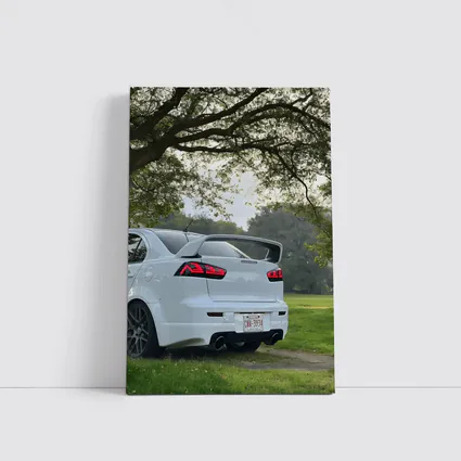Mitsubishi Lancer White Parked Under Green Trees