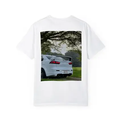 Mitsubishi Lancer White Parked Under Green Trees