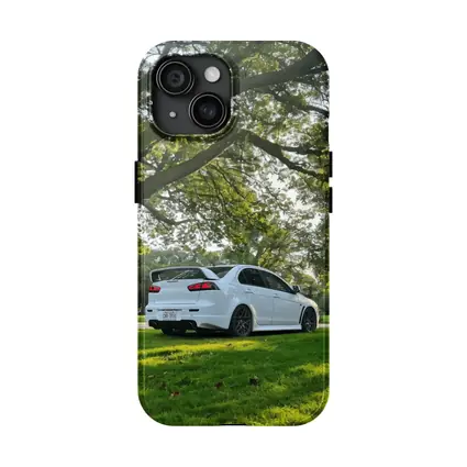 Mitsubishi Lancer Evolution White Park Setting