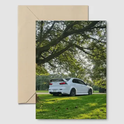 Mitsubishi Lancer Evolution White Park Setting