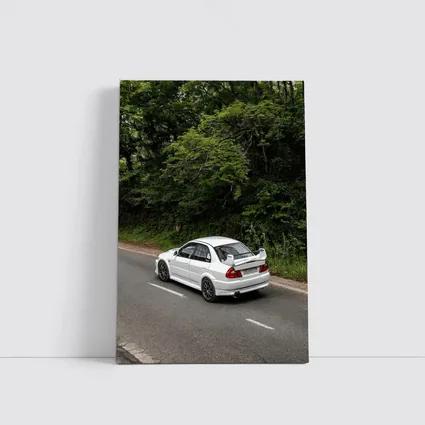 Mitsubishi Lancer Evolution White Road Drive