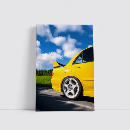 Mitsubishi Lancer Evo Yellow Summer Road