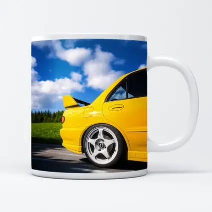 Mitsubishi Lancer Evo Yellow Summer Road