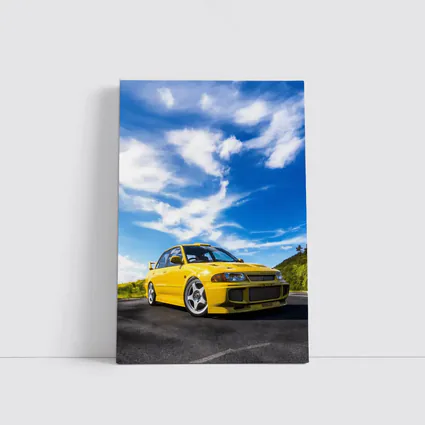 Mitsubishi Lancer Evolution Yellow Open Road