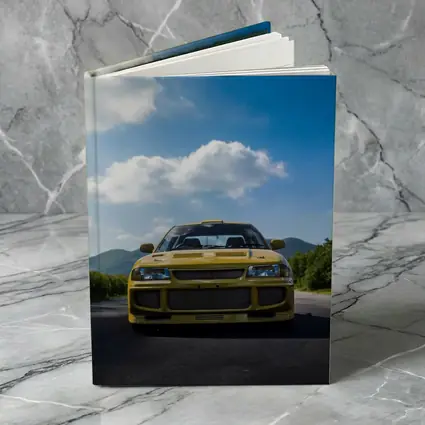 Yellow Mitsubishi Lancer Evo Open Road