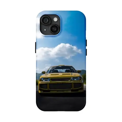 Yellow Mitsubishi Lancer Evo Open Road