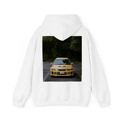 Mitsubishi Lancer Evolution Yellow Forest Road