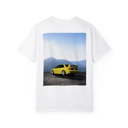 Mitsubishi Lancer Yellow Car Mountain Background
