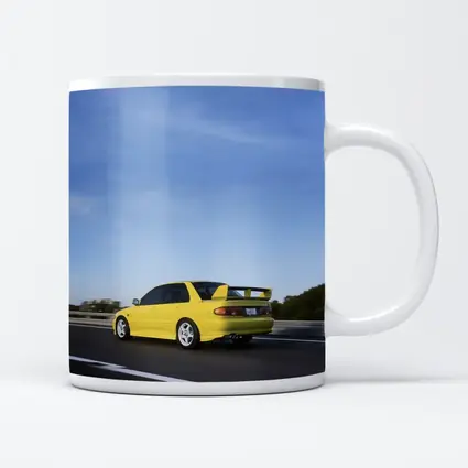 Mitsubishi Lancer Evolution Yellow Highway Motion