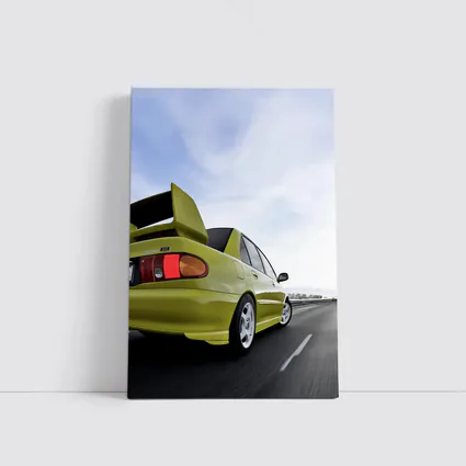 Mitsubishi Lancer Evolution Yellow Highway Speed