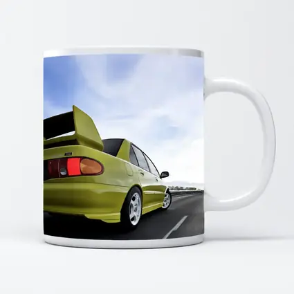 Mitsubishi Lancer Evolution Yellow Highway Speed