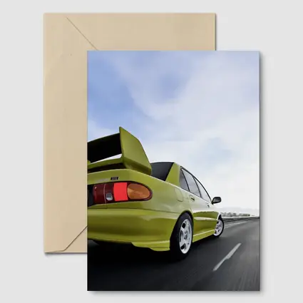 Mitsubishi Lancer Evolution Yellow Highway Speed