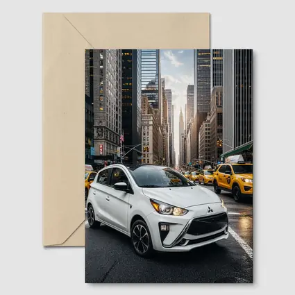 Mitsubishi Mirage White Car New York City
