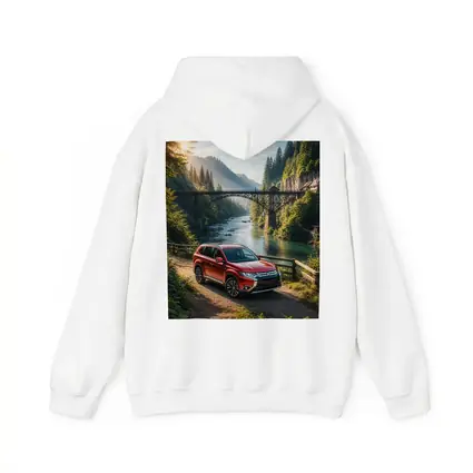 Mitsubishi Outlander Red SUV Mountain River Bridge