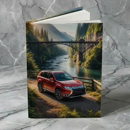 Mitsubishi Outlander Red SUV Mountain River Bridge