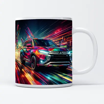 Mitsubishi Outlander SUV Colorful Neon Speed Art