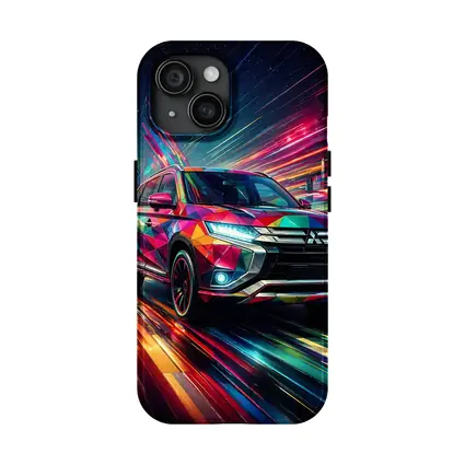 Mitsubishi Outlander SUV Colorful Neon Speed Art