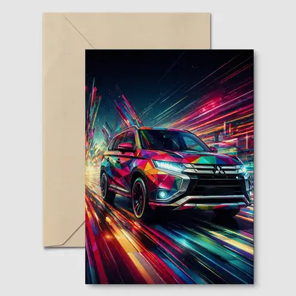 Mitsubishi Outlander SUV Colorful Neon Speed Art