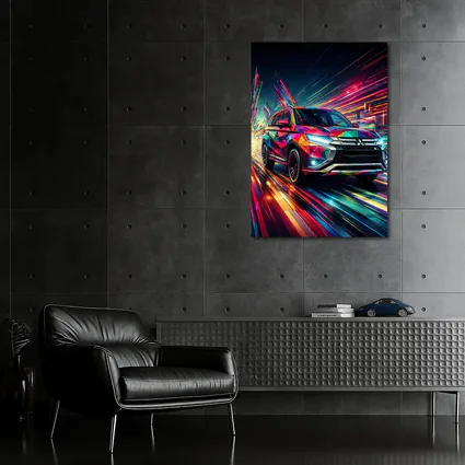 Mitsubishi Outlander SUV Colorful Neon Speed Art
