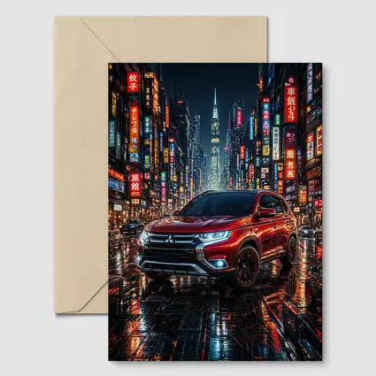 Mitsubishi Outlander Red Neon City Night