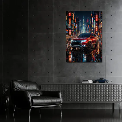 Mitsubishi Outlander Red Neon City Night