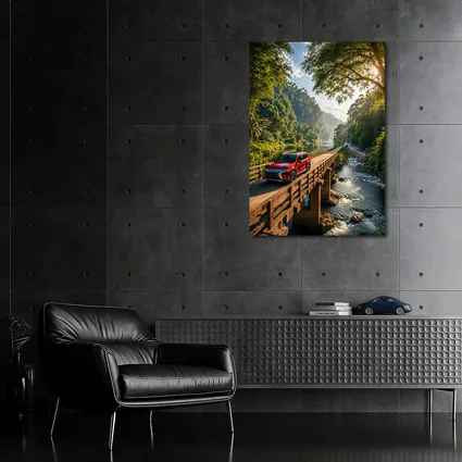 Mitsubishi Outlander SUV On Jungle Bridge