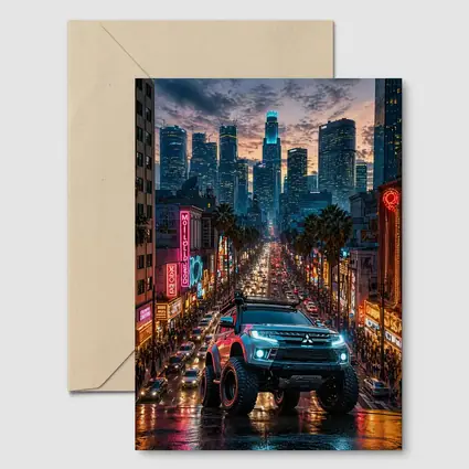 Mitsubishi Pajero Los Angeles Neon City Night
