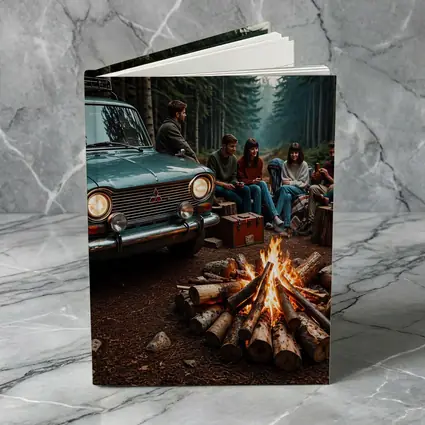 Mitsubishi Classic Car Forest Campfire Friends