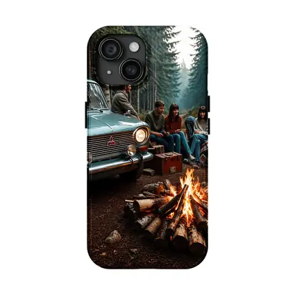 Mitsubishi Classic Car Forest Campfire Friends