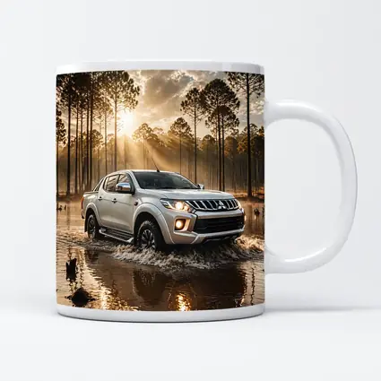 Mitsubishi Triton L200 Splashing Through Forest Water