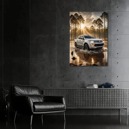 Mitsubishi Triton L200 Splashing Through Forest Water