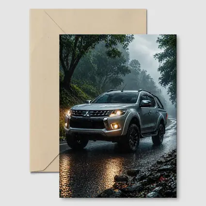 Mitsubishi L200 Triton Rainy Forest Road