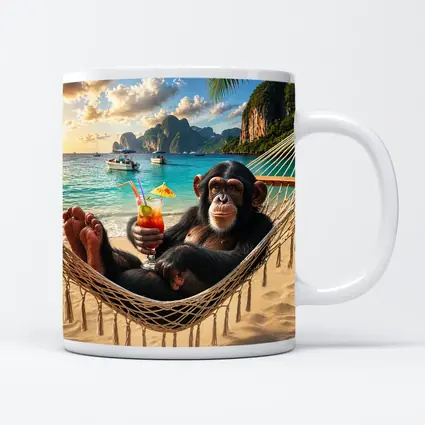 Chimpanzee Relaxing on Beach Hammock Tropical