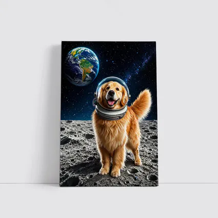 Golden Retriever Astronaut Dog On Moon