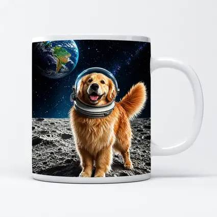 Golden Retriever Astronaut Dog On Moon