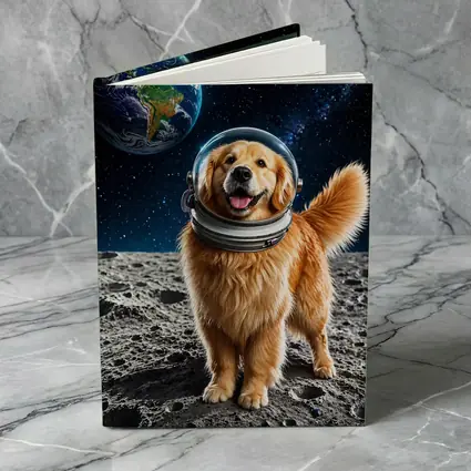 Golden Retriever Astronaut Dog On Moon