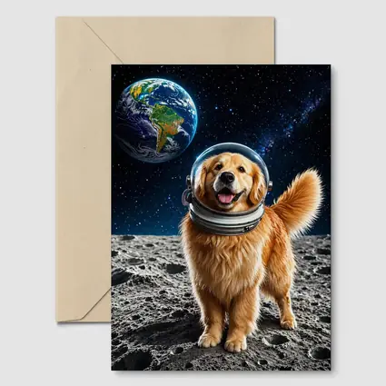 Golden Retriever Astronaut Dog On Moon