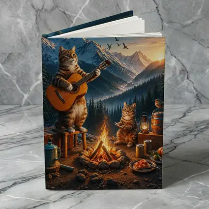 Cats Playing Guitar by Mountain Campfire