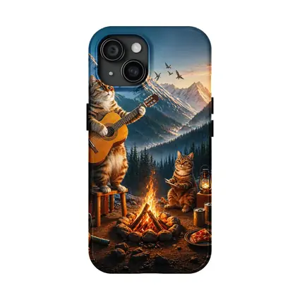 Cats Playing Guitar by Mountain Campfire