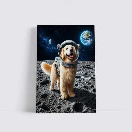 Golden Retriever Astronaut Dog On Moon