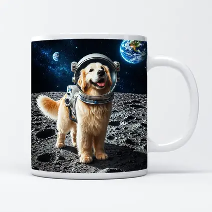 Golden Retriever Astronaut Dog On Moon