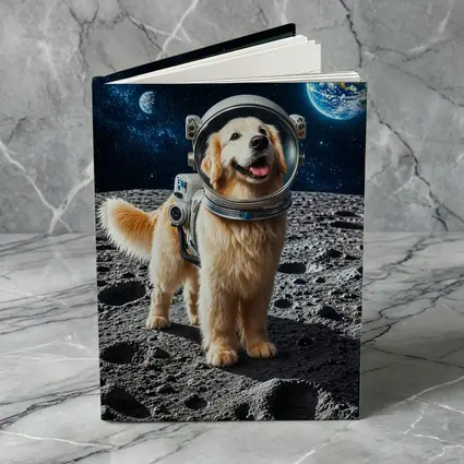 Golden Retriever Astronaut Dog On Moon