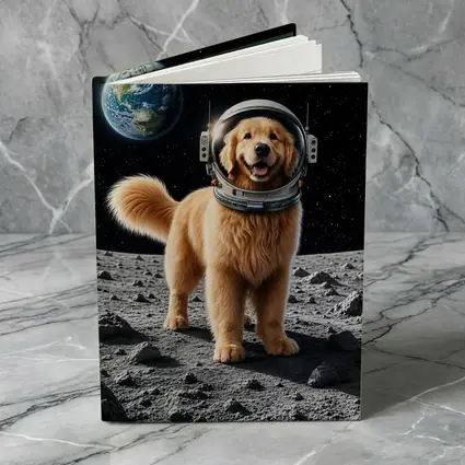 Golden Retriever Astronaut On The Moon