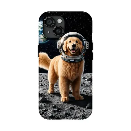 Golden Retriever Astronaut On The Moon
