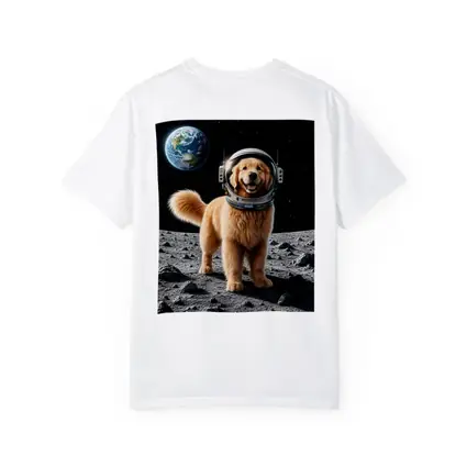 Golden Retriever Astronaut On The Moon