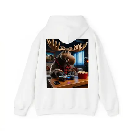 Cartoon Moose Gaming In Cozy Living Room