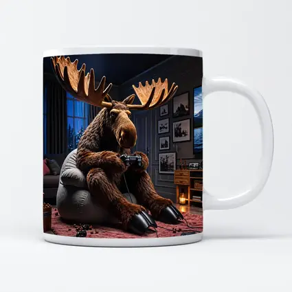 Moose Playing Video Games Living Room